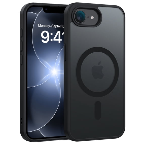DOMAVER Case for iPhone 16e (2025) / iPhone 17e (2026) 6.1" Compatible with Mag-safe Matte Shockproof Anti-Scratch Protective Cover Magnetic Case Black