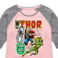 thumbnail image 3 of Marvel Thor - Retro Comic Book Cover - Toddler and Youth Girls Shirt Tail Raglan, 3 of 4