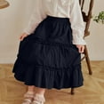 thumbnail image 7 of Miluxas Girls Maxi Skirt – Flowy Layered Midi Skirt, Casual Comfortable A-Line Dress for Kids Tiered Ruffle Black 11-12Years, 7 of 7