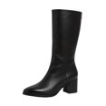 thumbnail image 3 of Willtoo Women's Faux Leather Mid Calf Boots, Pointed Toe Chunky Heel Tall Boots, Elegant Slim Fit Dress Shoes, 3 of 5