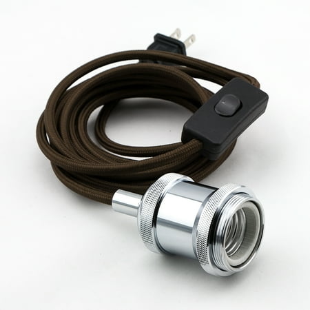 Brown Lamp Cord - Fantado Modern SoHo Silver Pendant Light Lamp Cord w/ Polished Chrome Stainless Finish, 11FT Braided Brown Cloth by PaperLanternStore