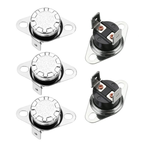 Temperature Control Switch Thermostat 90°C 10A Normally Closed 5 Pack,Bakelite Material