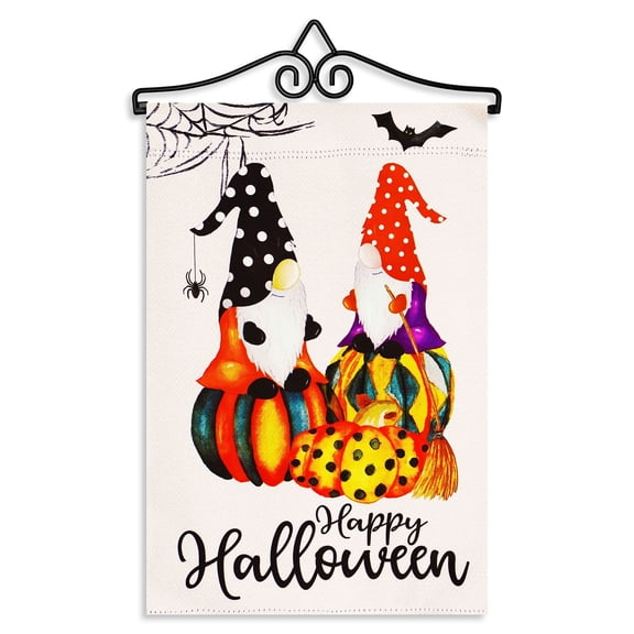 G128 Double-Sided Halloween Garden Flag Set 12"x18" with 14" Garden Flag Hanger Holder Outdoor