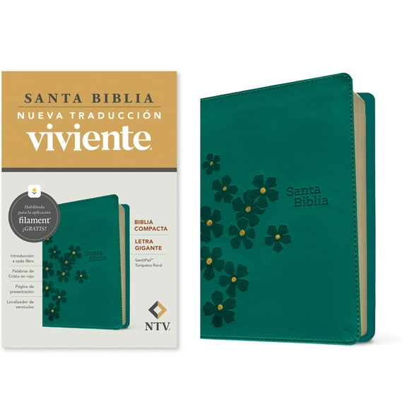 Biblia Compacta Ntv, Letra Gigante Con Filament (Sentipiel, Turquesa Floral, Letra Roja), (Hardcover)