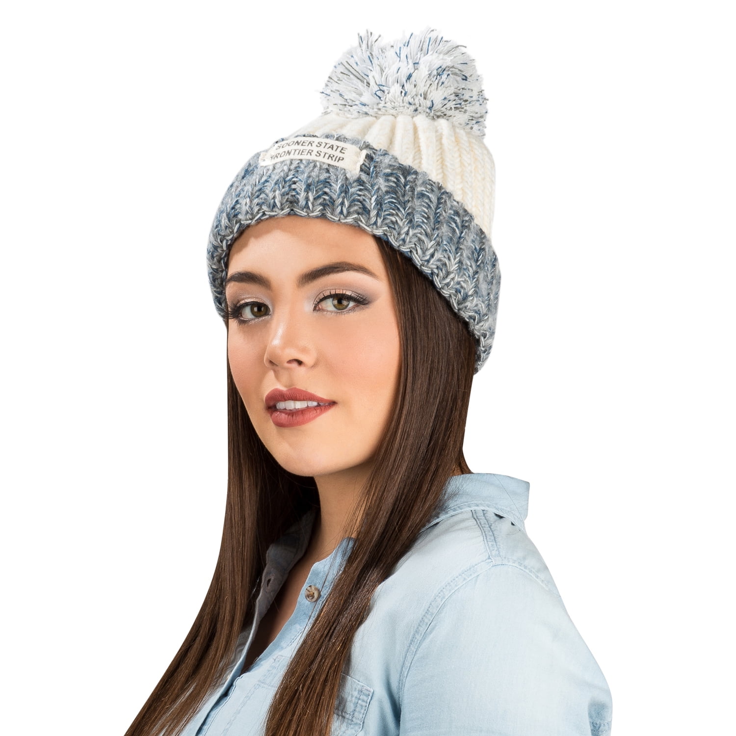 Women's Echo PomPom Warm Knitted Casual Beanie and Soft Plush Infinity Scarf Bundle