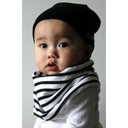 SCABIB Black White Stripes Baby/Toddler Scarf/Bib Burp Cloth single pack