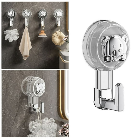 Suction Cup Hooks Powerful Vacuum Shower Hooks Removable & Reusable Suction Shower Towel Hook For Bathroom Kitchen Towel Robe Bags Coat Portable Travel Tools Outdoor and Indoor