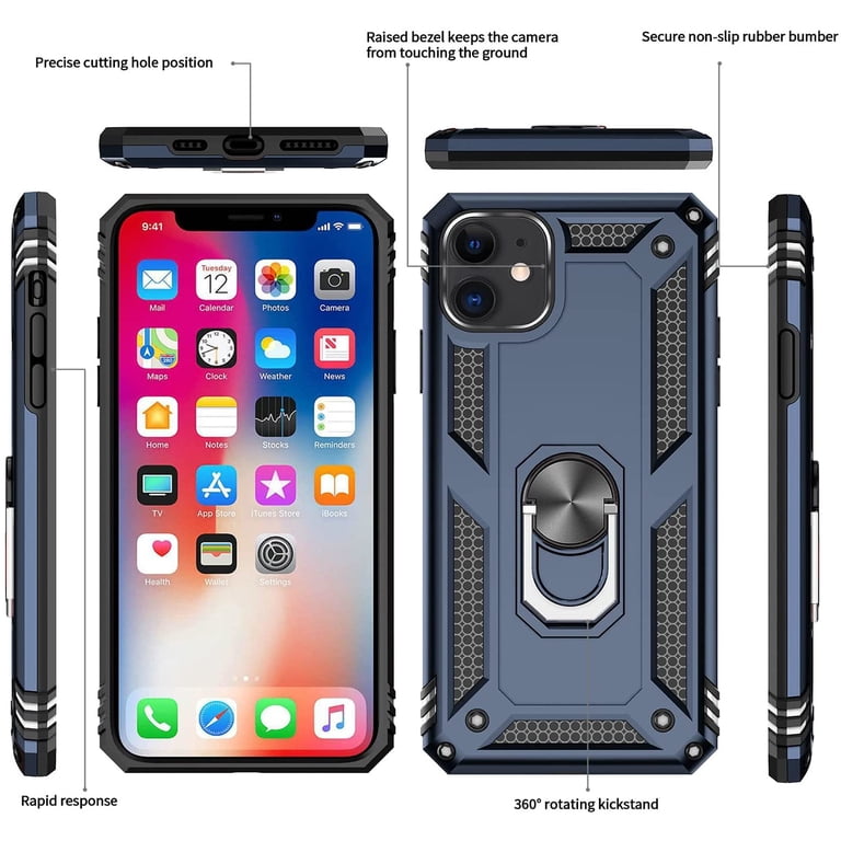 YmhxcY Custodia IPhone 8 Plus/7 Plus/6s Plus Con Anello Rotante 360° E 2 Pellicole - Protezione Militare, Copriobiettivo Scorrevole, Magnetica - 3