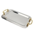 thumbnail image 1 of 304 Stainless Steel Serving Tray with Golden Handle, Mirror , Round Edge, for Hotel Buffet Use, 1 of 7