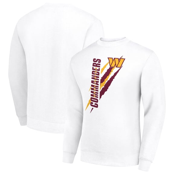Men's Starter White Washington Commanders Color Scratch Team Graphic Fleece Pullover Sweatshirt