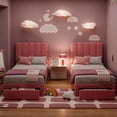 thumbnail image 3 of Garvee Twin Bed Frame with Storage Drawer and Headboard – Boucle Upholstered Platform Bed for Girls, Strong Wooden Slats Support, Noise-Free, Easy Assembly, Boucle Pink, 3 of 5