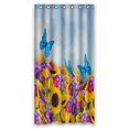 thumbnail image 1 of Cortina de Ducha ABPHQTO Flores Jardín Girasoles Asters Mariposas Poliéster Impermeable 90x180 cm, 1 of 1