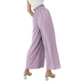thumbnail image 4 of Franhais Women's Wide Leg Long Pants, Solid Color High Waist Loose Fit Side Pockets Trousers, Casual Simple Bottoms, 4 of 5