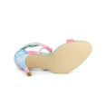 thumbnail image 5 of BLISSFUL STEP Women's Sandals Tie Dye Lace-Up Stiletto Heel Open Toe Sandals Green Pink 7, 5 of 7