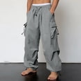 thumbnail image 4 of Leesechin Men's Baggy Cargo Pants Trendy Casual Parachute Pant Loose Fit Harem Joggers with Pockets for Streetwear, 4 of 7