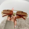 thumbnail image 1 of Gafas de sol con borde sin marco y diseño distintivo de leopardo con vetas de madera, gafas de sol con protección solar sin marco y doble haz, 1 of 5