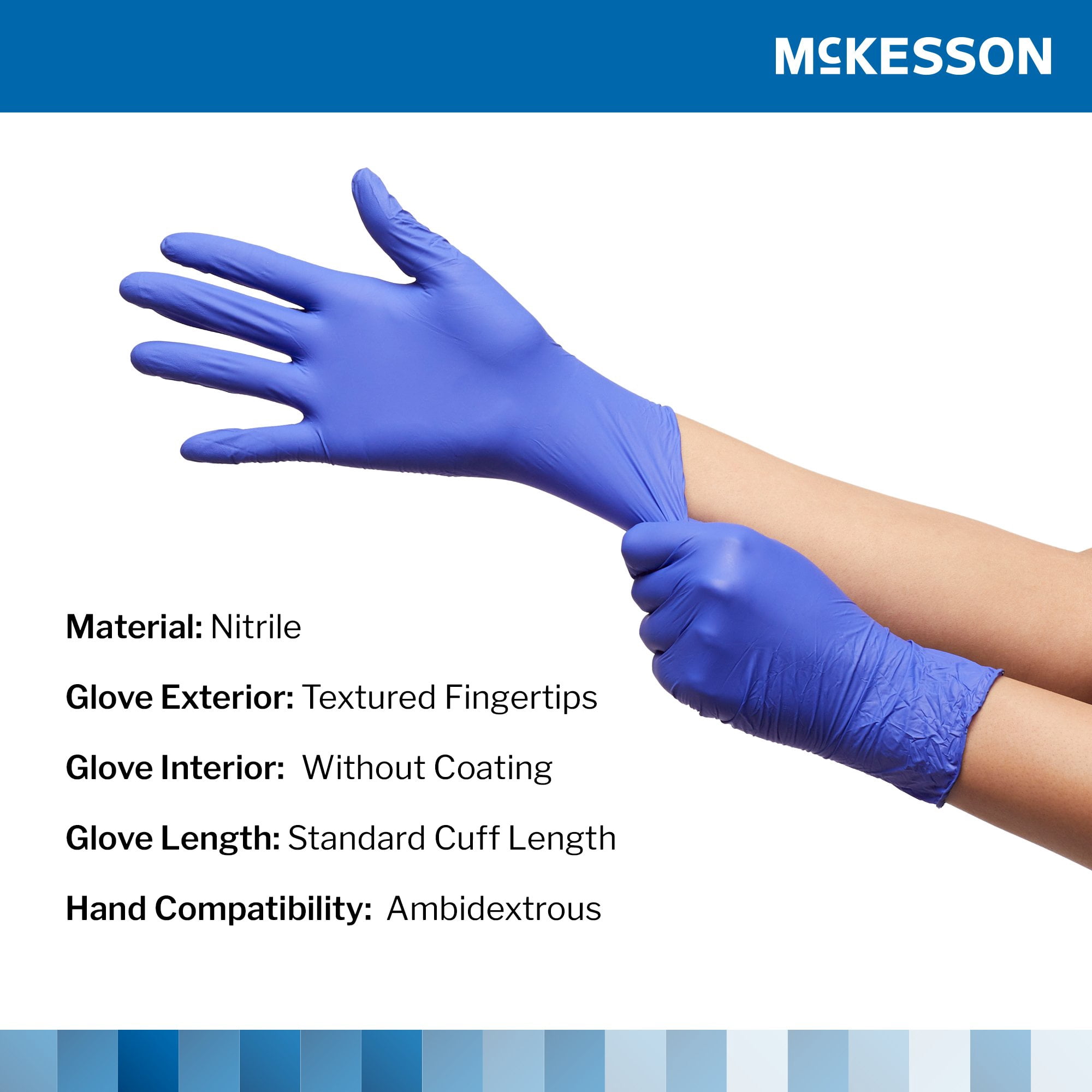 McKesson Confiderm 3.0 Disposable Nitrile Exam Glove Standard Cuff Length LARGE 14-6N36 2500 per Case