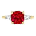 thumbnail image 2 of 3 ct Cushion Cut Simulated Ruby Three-Stone Engagement Ring for Women in 18K Yellow Gold, 2 of 2