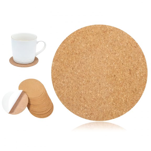 BPPEG 20 PCS Self-Adhesive Cork for DIY Coasters,3.5 Inch Sticky Round Cork Sticker Corks Backing