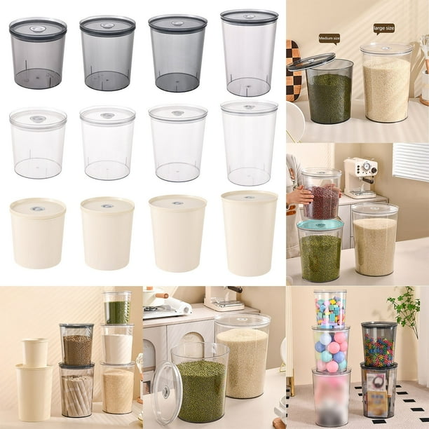 Cubo transparente para almacenamiento de alimentos | Contenedor hermético con tapa | Plástico PET resistente a la humedad | Diseño apilable que ahorra espacio | Apertura grande | Para pasta, snacks