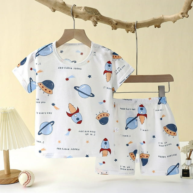 Ensemble de Pyjama pour Bébé Fille, Haut à Col Ras du Cou avec Dessin Animé et Pantalon, Pyjama de Printemps et d'Automne, Pyjama pour Tout-Petit 6-9 Mois