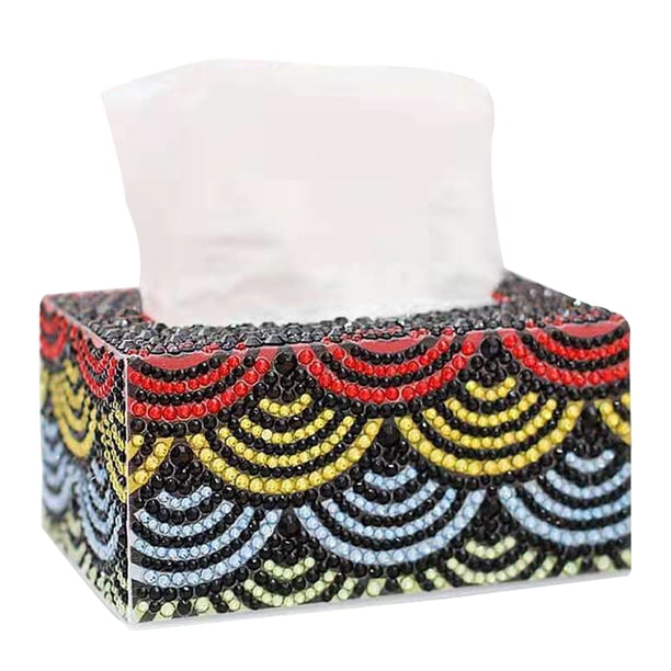 Caja de pañuelos con pintura de diamante de onda, Kit hecho a mano, arte artesanal de mosaico DIY (ZJH017) Tmvgtek Oficina Multiescena Multifunción