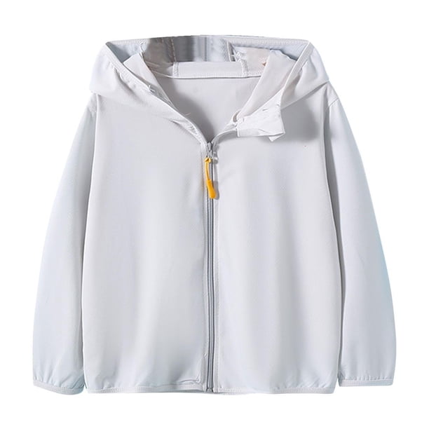 Penkiiy Kids UPF50 + Camisa de sol para niñas Fit Sun Protection Clothing Athletic Hoodie with thumbholes 10 Años Gris