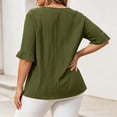 thumbnail image 6 of ClodeEU Women's Plus Size Crew Neck Ruff Short Sleeve T-Shirt,Casual Loose Fit Top Army Green,Women's Plus XXL, 6 of 9