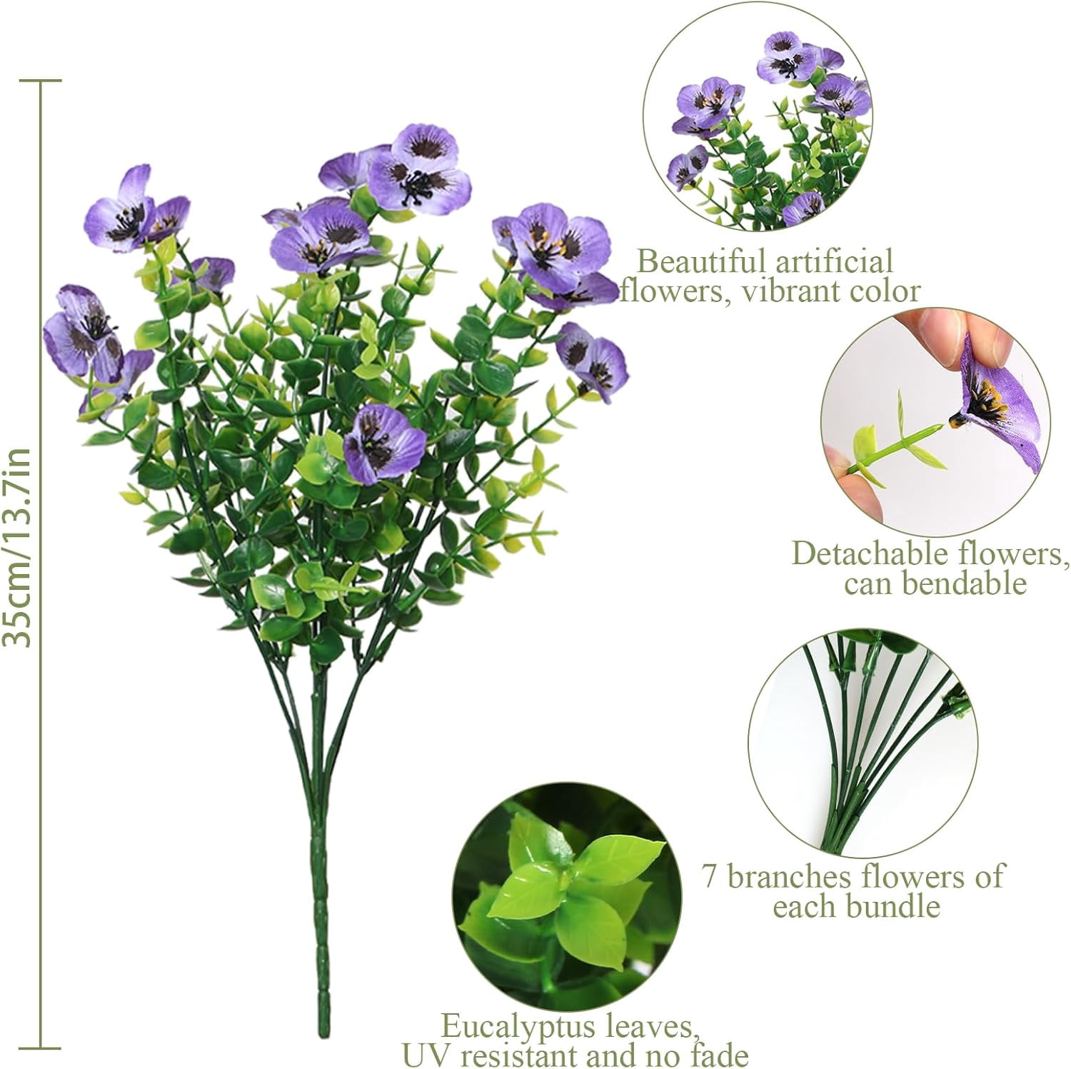 Artificial Flowers for Outdoor, 12 Bundles Fake Flowers, Realistic Faux Silk Pansy Flower Artificial Plants for Home Porch Patio Planter Spring Easter Decor