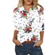 thumbnail image 1 of Gibobby Blusas Para Mujer Elegantes Blusa de manga cuartos con cuello redondo y botones estampados de lunares florales a la informal para mujer（Blanco， XXL), 1 of 5