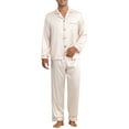 thumbnail image 5 of INSPIRE CHIC Satin Pajamas Set for Men's 2 Pieces Homewear Long Sleeve Nightshirt Casual Loungwear, 5 of 6