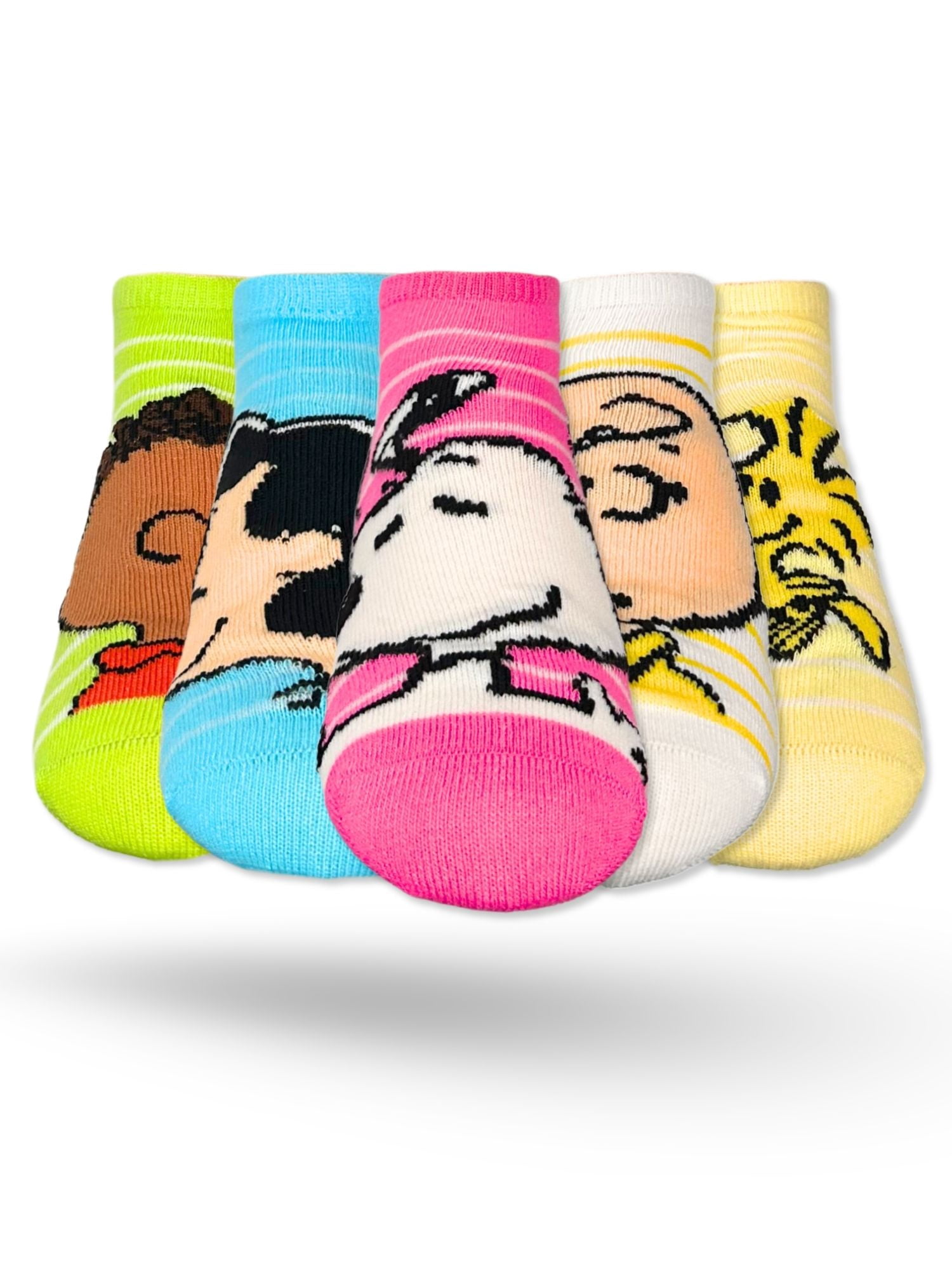 Peanuts Girls No-Show Socks, 5-Pack, Sizes S/M-M/L