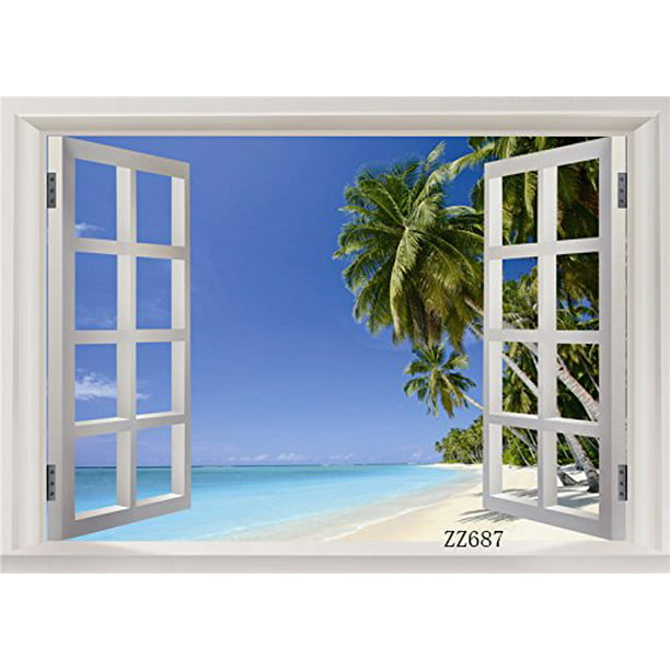 7x5ft White Beach Out of the Window Scenery Photography Backdrop Studio  Background Photo Backdrops Studio Props 