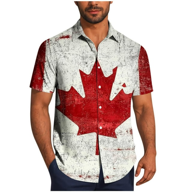 Mens Casual Manga Corta Botón Abajo Camisas, Cuello de Vuelta Impresión para el Verano, Al Aire Libre Y Desgaste Casual