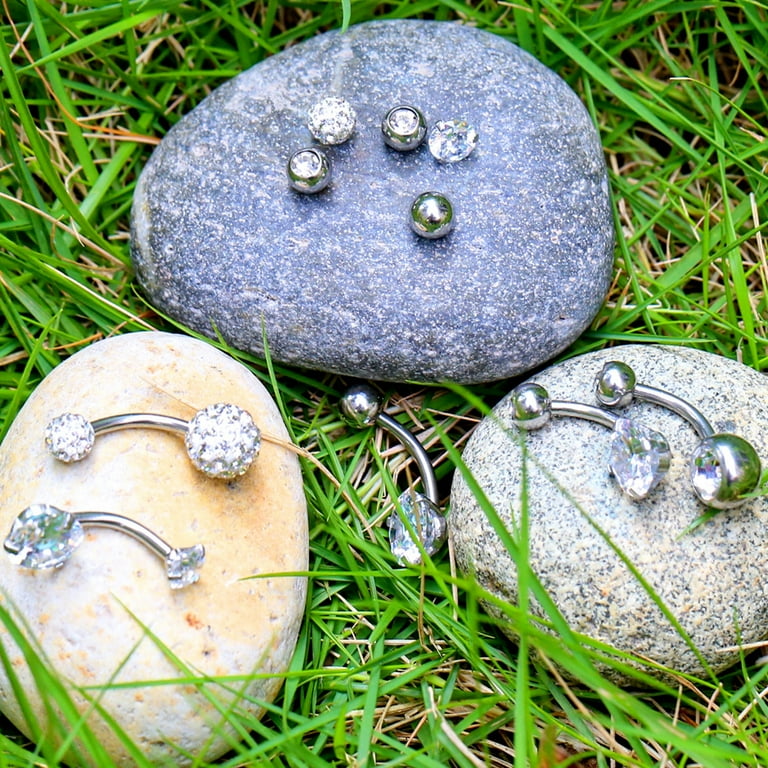BodyJ4You 5PC Belly Button Rings 14G Stainless Steel CZ Women Navel Body Piercing Jewelry Set