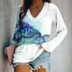 thumbnail image 1 of Ichuanyi liquidación de la moda femenina impresa camiseta personalizada de cuello en V de manga larga ICHUANYI WER202308242142, 1 of 5