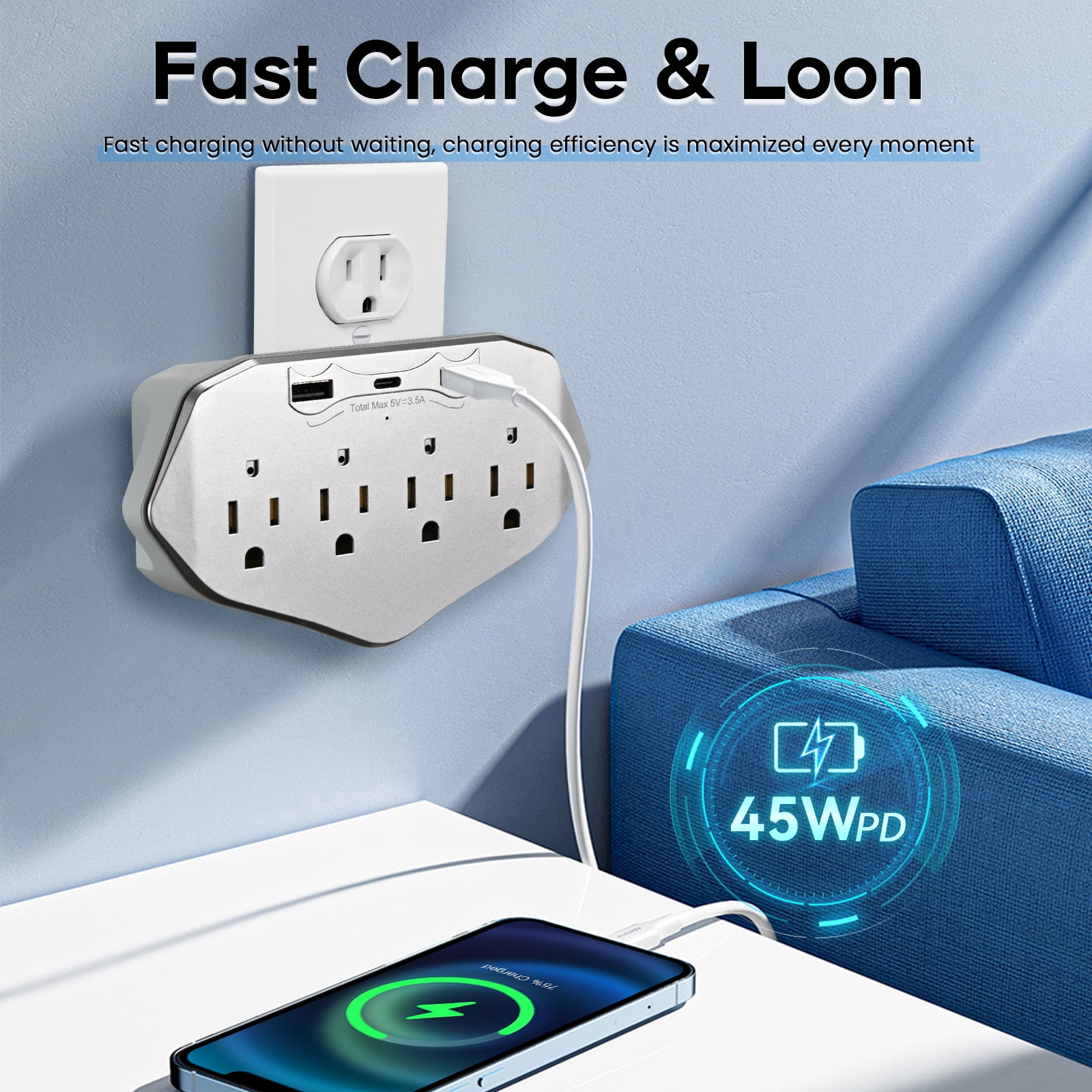 1080P WiFi Security Camera Wall Outlet - Mini Indoor Camera with Local SD Card Storage (SD Card Not Included), 120° Wide Angle, Plug-in No Battery Needed for Baby/Pet/Home Security