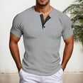 thumbnail image 2 of Men's Casual T-Shirts Short Sleeve Button Design Comfortable Wear for Everyday Outdoor Activities, 2 of 4
