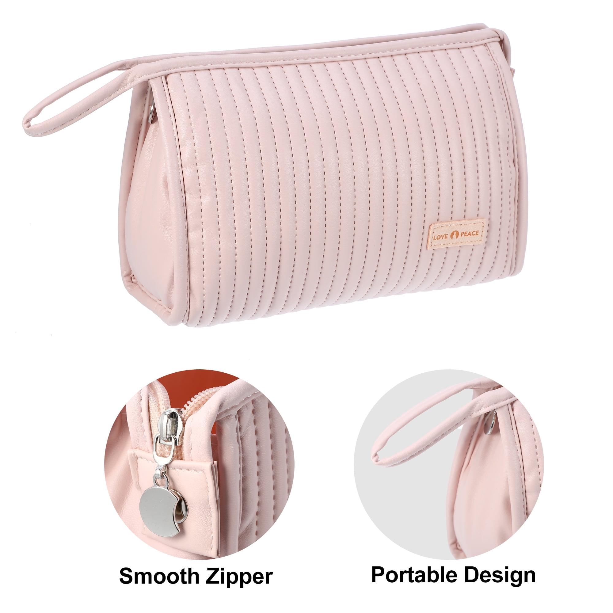 Unique Bargains Floral Makeup Bag Zipper Flower Cosmetic Pouch Pink