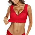 thumbnail image 4 of AWZXDE Plus Size Lace Bra Women Underwear Bralette Crop Top Push Up Brassiere Large Top Laced Female Bra for All-Day Comfort Red,XXXL, 4 of 9