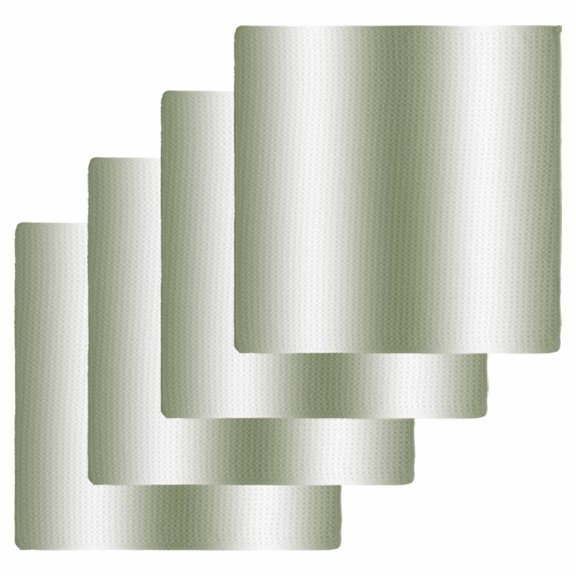 Green White Ombre Dish Towels Set, Waffle Weave Kitchen Towels 4 Pieces, Country Pastoral Gradient Minimalist Microfiber Hair Face Bath Tea Towel Absorbent Quick Drying Cleaning Dish Cloths 12"x12"