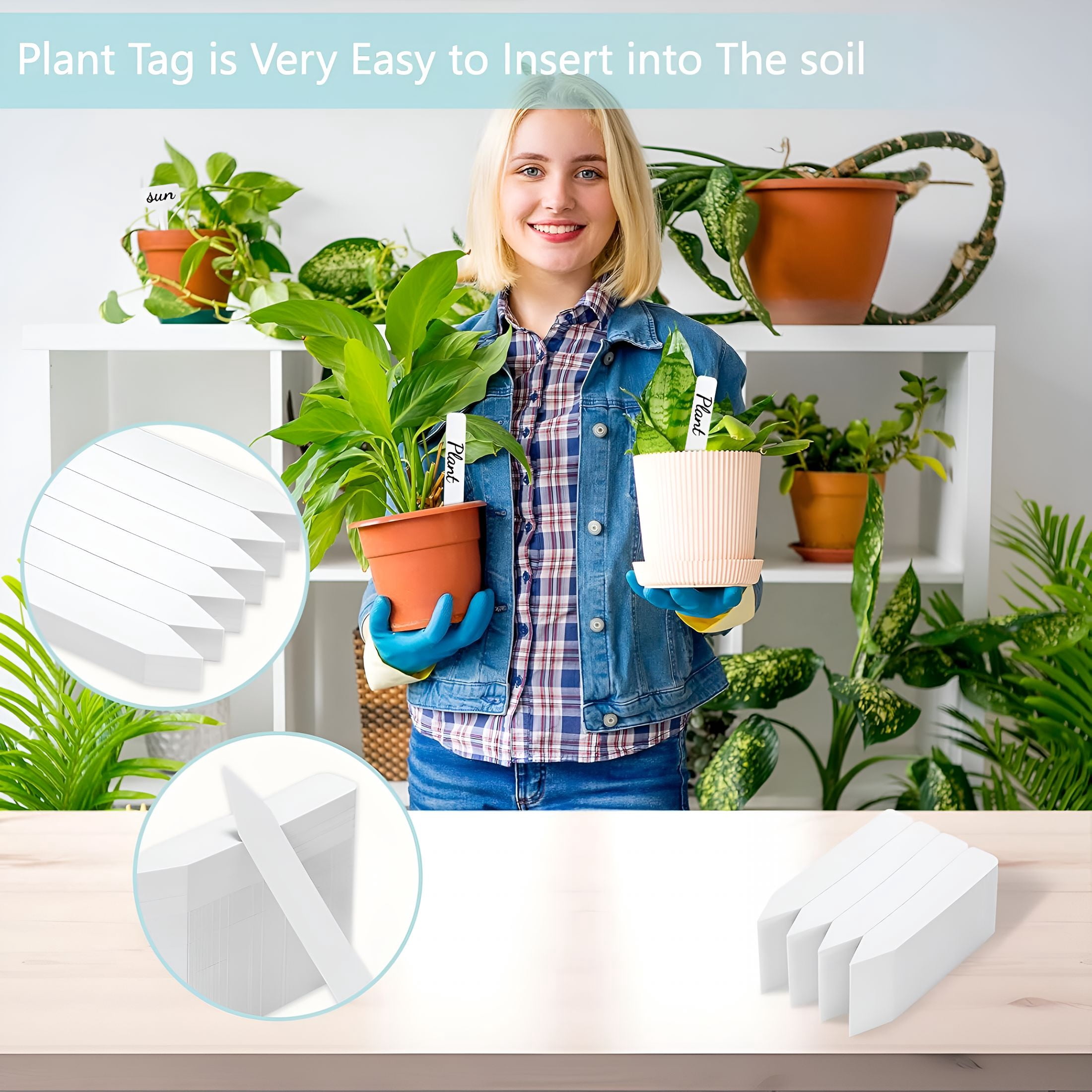 CCOCC 500 Pack Plant Labels, 4 Inch Potted Plant Name Tags Plastic, Seedlings Seed Markers Nursery Plant Stake Tag with Marking Pen for Outdoor Indoor Garden Patio Flower Vegetable, White