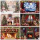 thumbnail image 2 of Fondo de fotografía de chimenea de Navidad, corona de regalo de árbol de Navidad, Fondo de pared de ladrillo blanco, Festival familiar, fiesta, estudio fotográfico, 2 of 4