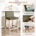 thumbnail image 6 of Zesthouse 25.8" Modern Bar Stools Set of 2, Wooden Counter Height Barstools with Back, Upholstered Linen Counter Stools with Distressed Solid Wood Legs for Kitchen Island, Green, 6 of 11