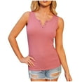 thumbnail image 2 of Wycnly Womens Tank Tops Casual Button Down Cozy Knitted Ribbed Slim Fit Vest Tops Summer Fashion Solid V-Neck Sleeveless Shirts Blouse Pink Free Size, 2 of 6