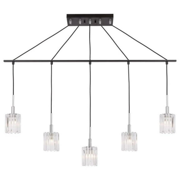 Woodbridge Lighting Candice Frosted Square Metal Linear Pendant in Chrome/Bronze