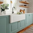 thumbnail image 5 of DeerValley DV-1K028 Ceramic Double Basin Kitchen Sink with Grid and Strainer,33" L x 18" W x 10" H, 5 of 17