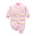 thumbnail image 2 of Utoimkio Newborn Infant Baby Romper Boy Girl Long Sleeve Heart Print One Piece Jumpsuit Winter Fleece Warm Outwear Clothes Pajamas Outfits for Kids 3-18M, 2 of 5