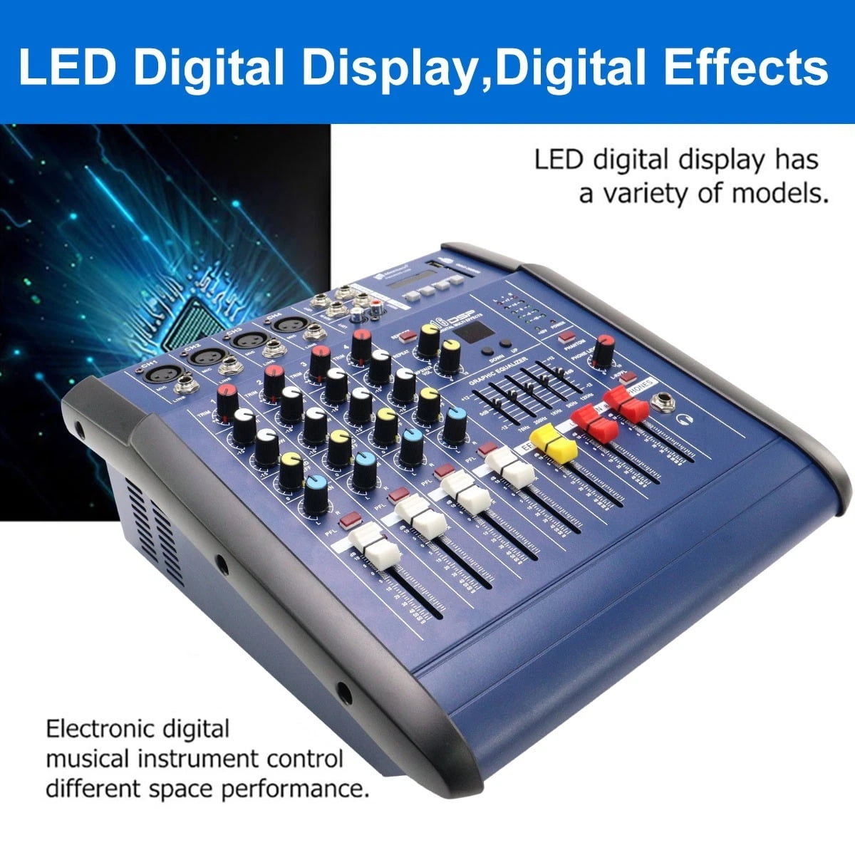 iMeshbean 800W Professional Powered Mixer Audio 4 Channel Power mixing Amplifier Amp 16DSP USB