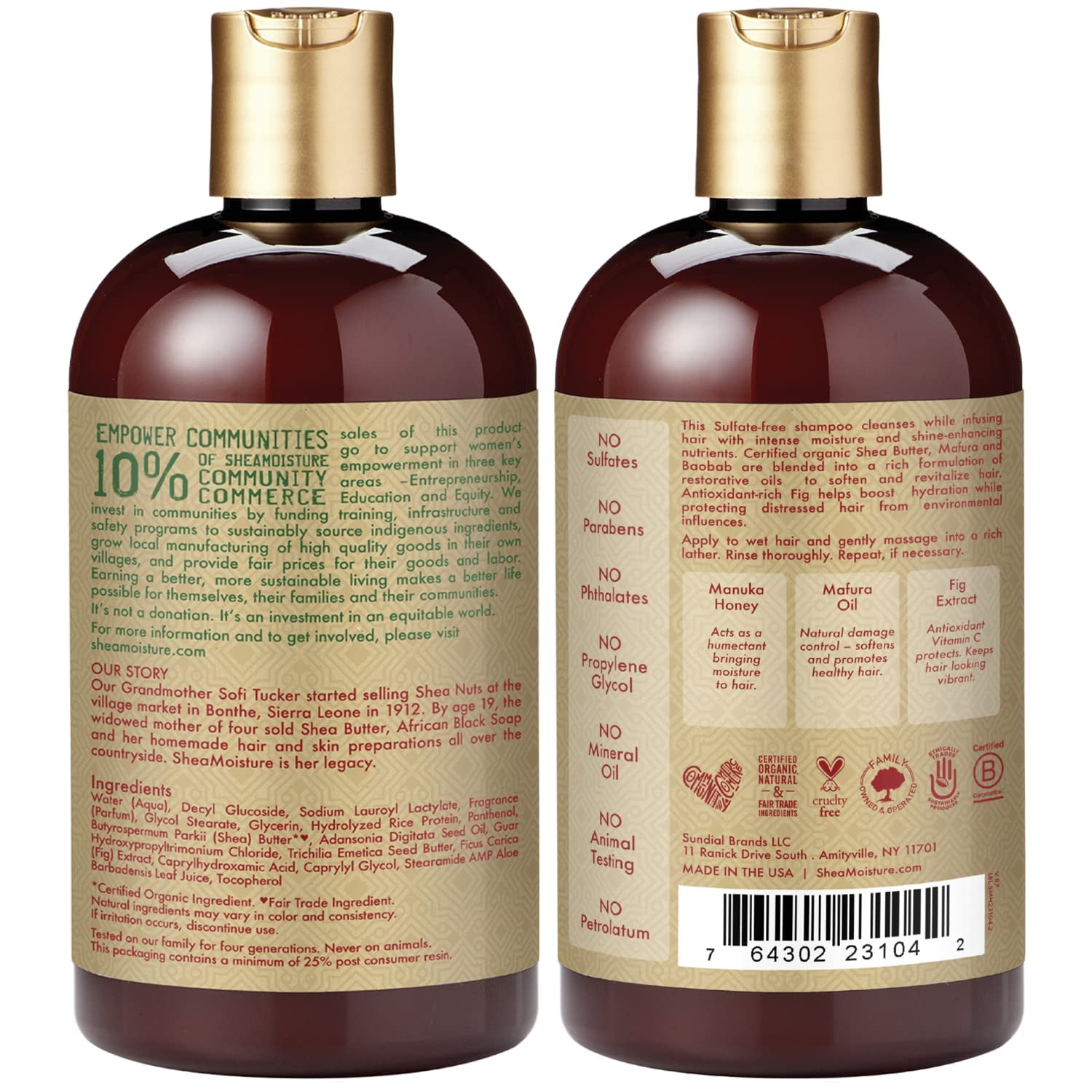 Shea Moisture Manuka Honey & Mafura Oil Intensive Hydration Shampoo 13 oz (Pack of 4)